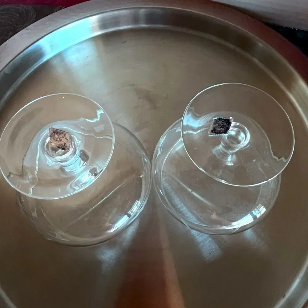 Noritake Japanese vintage Etched Wheat Crystal Champagne Coupes 2
